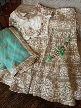 Beige and gold Lehenga Choli